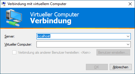 Dialog "Verbindung mit virtuellen Computer"