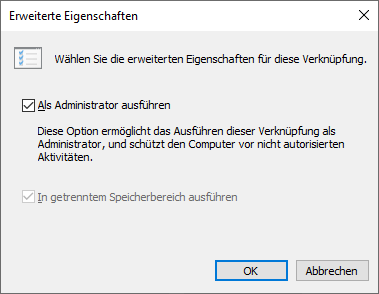 Dialog "Erweiterte Eigenschaften"