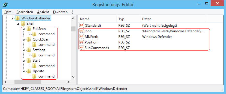 Windows Defender - Kontextmenü