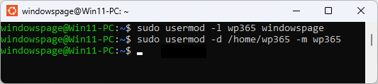 sudo usermod -d /home/wp365 -m wp365