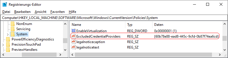 ExcludedCredentialProviders