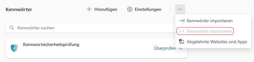 Kennwörter exportieren