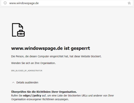 Blockierte Webseite