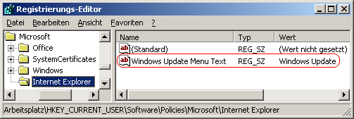 Windows Update Menu Text