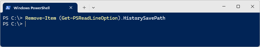 Remove-Item (Get-PSReadlineOption).HistorySavePath