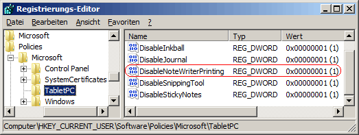DisableNoteWriterPrinting