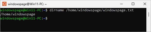 dirname /home/windowspage/windowspage.txt