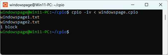 cpio -iv < windowspage.cpio