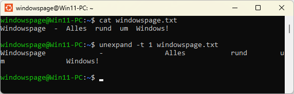 unexpand -t 1 windowspage.txt