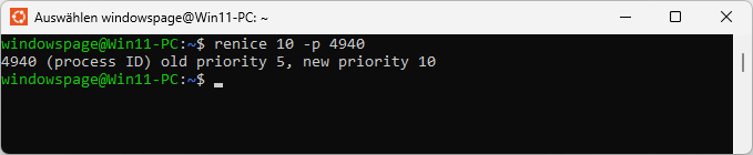 renice 10 -p 4940