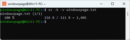 xz -k -v windowspage.txt