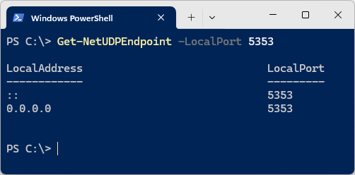 Get-NetUDPEndpoint -LocalPort 5353