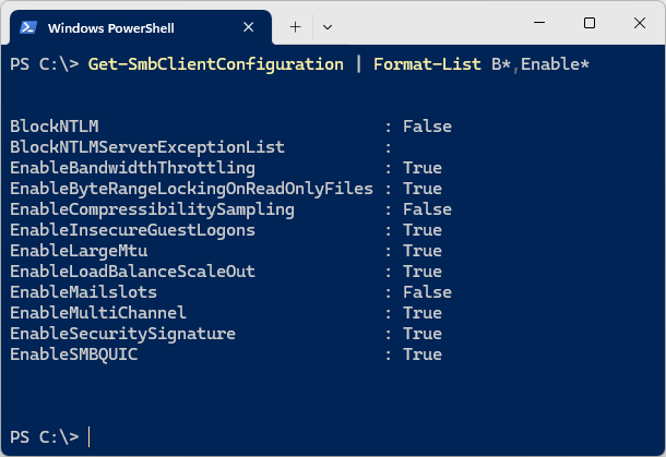 Get-SmbClientConfiguration