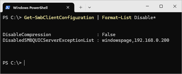 Get-SmbClientConfiguration