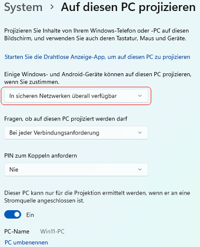 Auf diesen PC projizieren