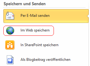 Option "Im Web speichern"