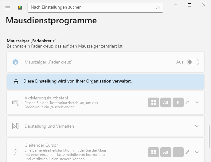 "Mausfadenkreuz" ("Mouse Pointer Crosshairs")