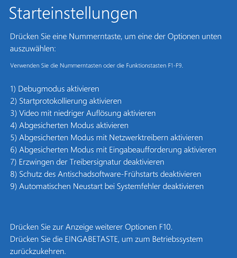 Windows 10: Starteinstellungen