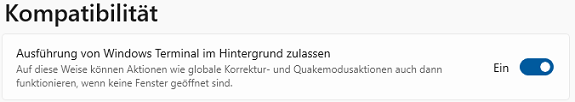 Ausführung von Windows Terminal im Hintergrund zulassen